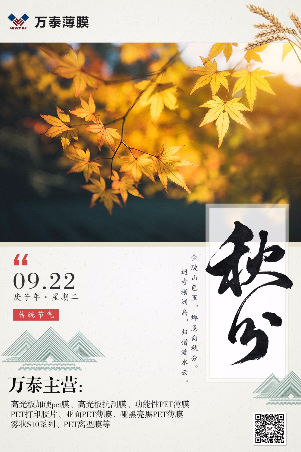 秋分：云淡風清揚，秋色可分長！